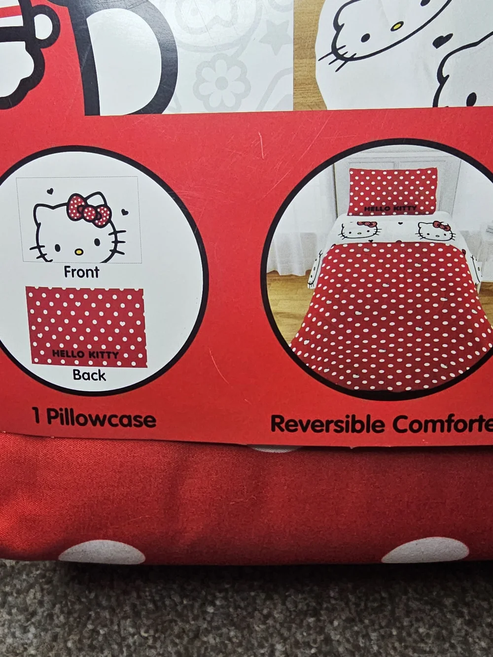 Hello Kitty Red and White Polka Dot Reversible Comforter Set
